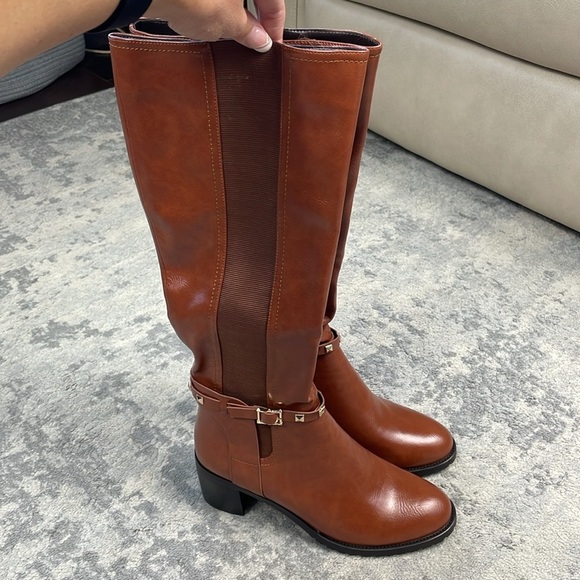 New Torgeis Destiny Tall Boots Riding Studded Ankle Belt Camel Tan Sz 9 - Picture 6 of 15